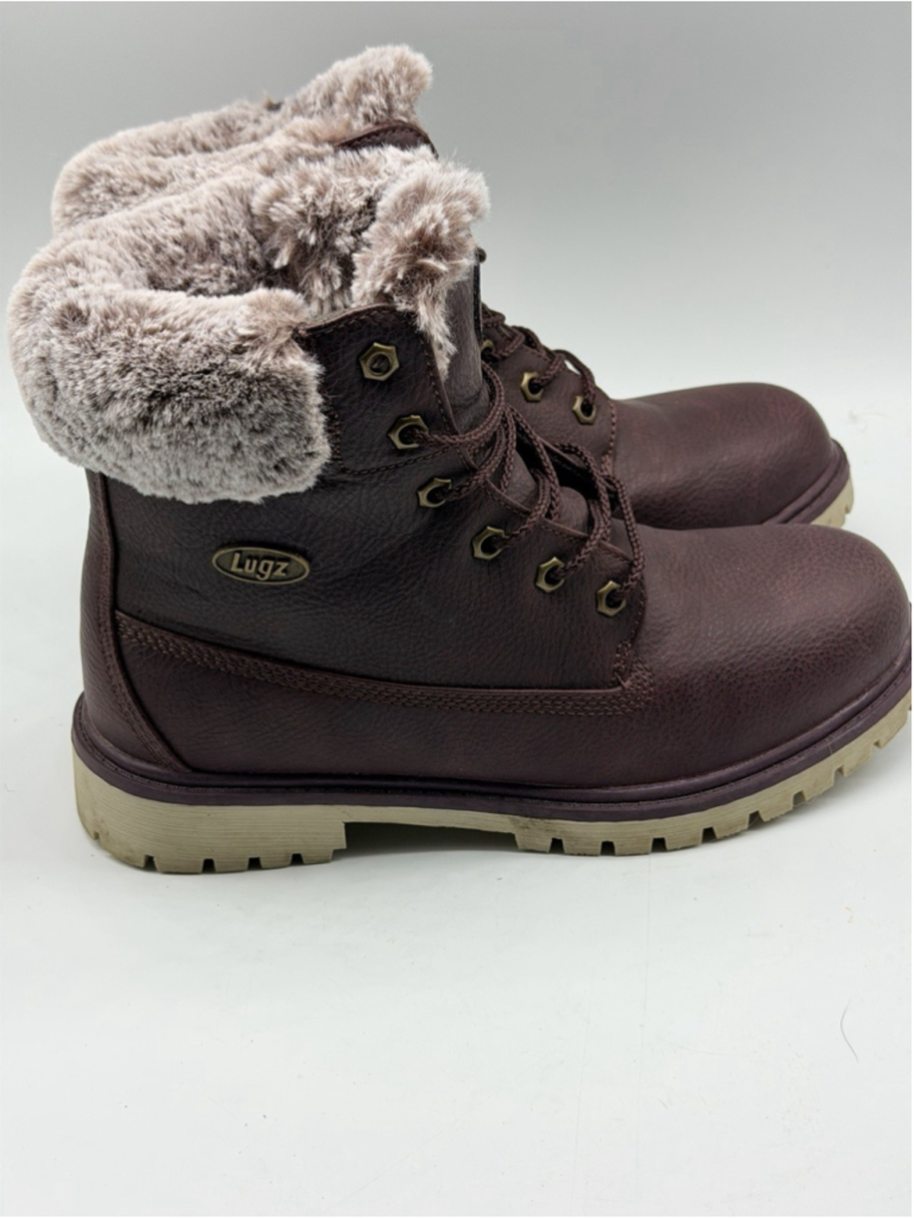Lugz‎ Womens Size 8 Brown Faux Fur Lined Winter Hiking Boots Lace Up